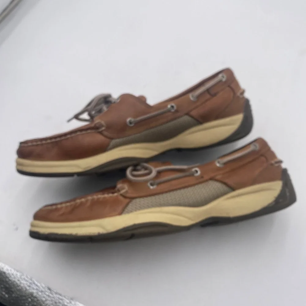 Sperry Top-Sider Billfish Boat Shoes Mens 10.5 M Tan Brown Leather Mesh Nautical